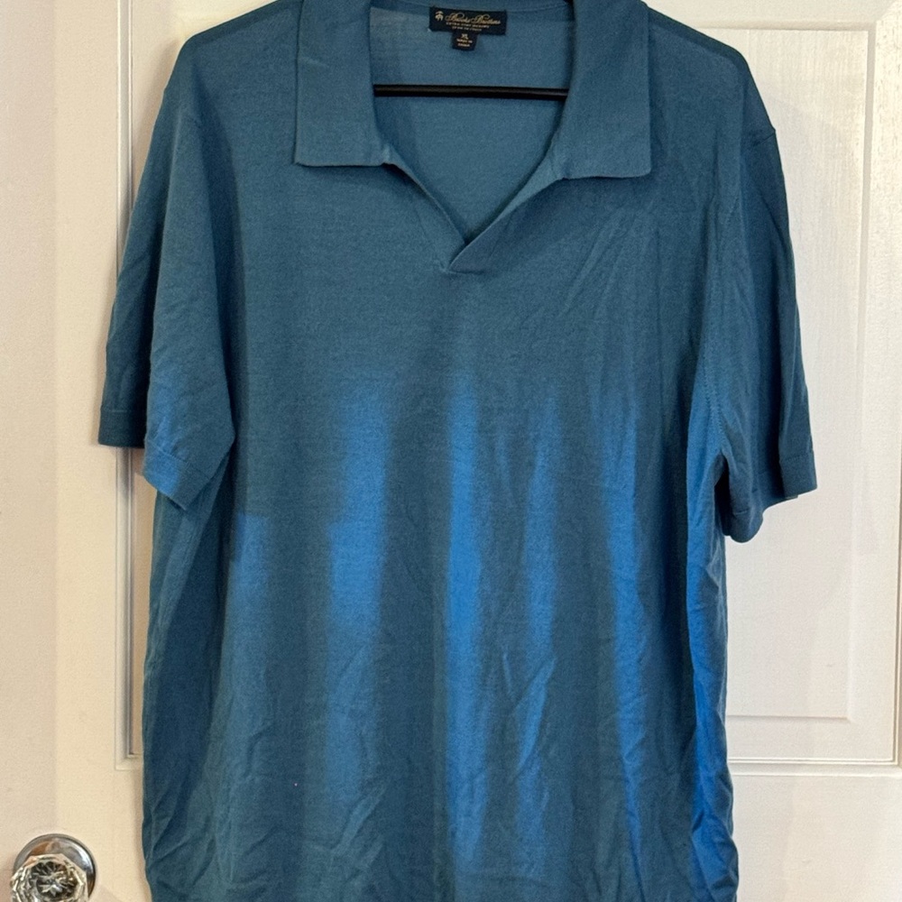 Brooks Brothers 100% Merino Wool Blue Polo Shirt